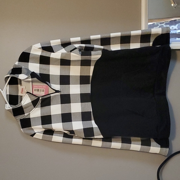 Black and white plaid half zip - Picture 1 of 3